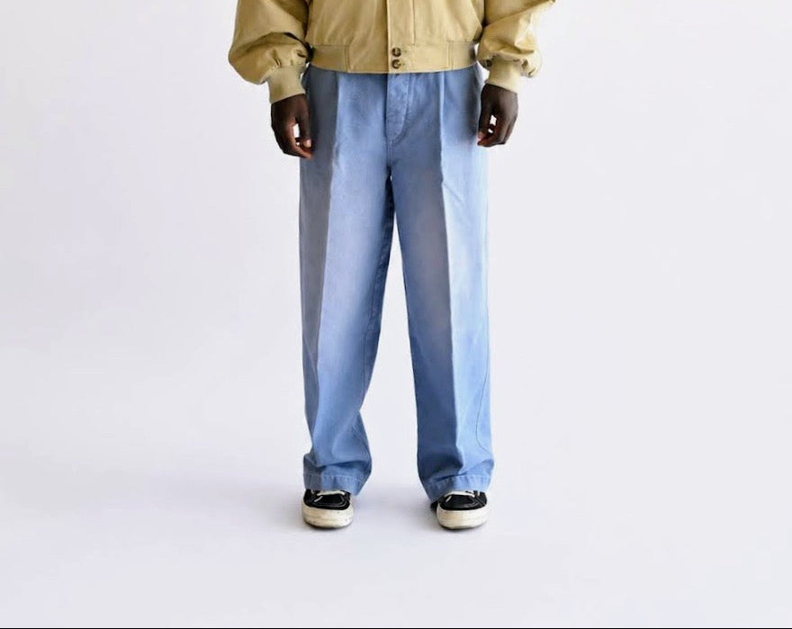 Faded Blue Pleated Pants