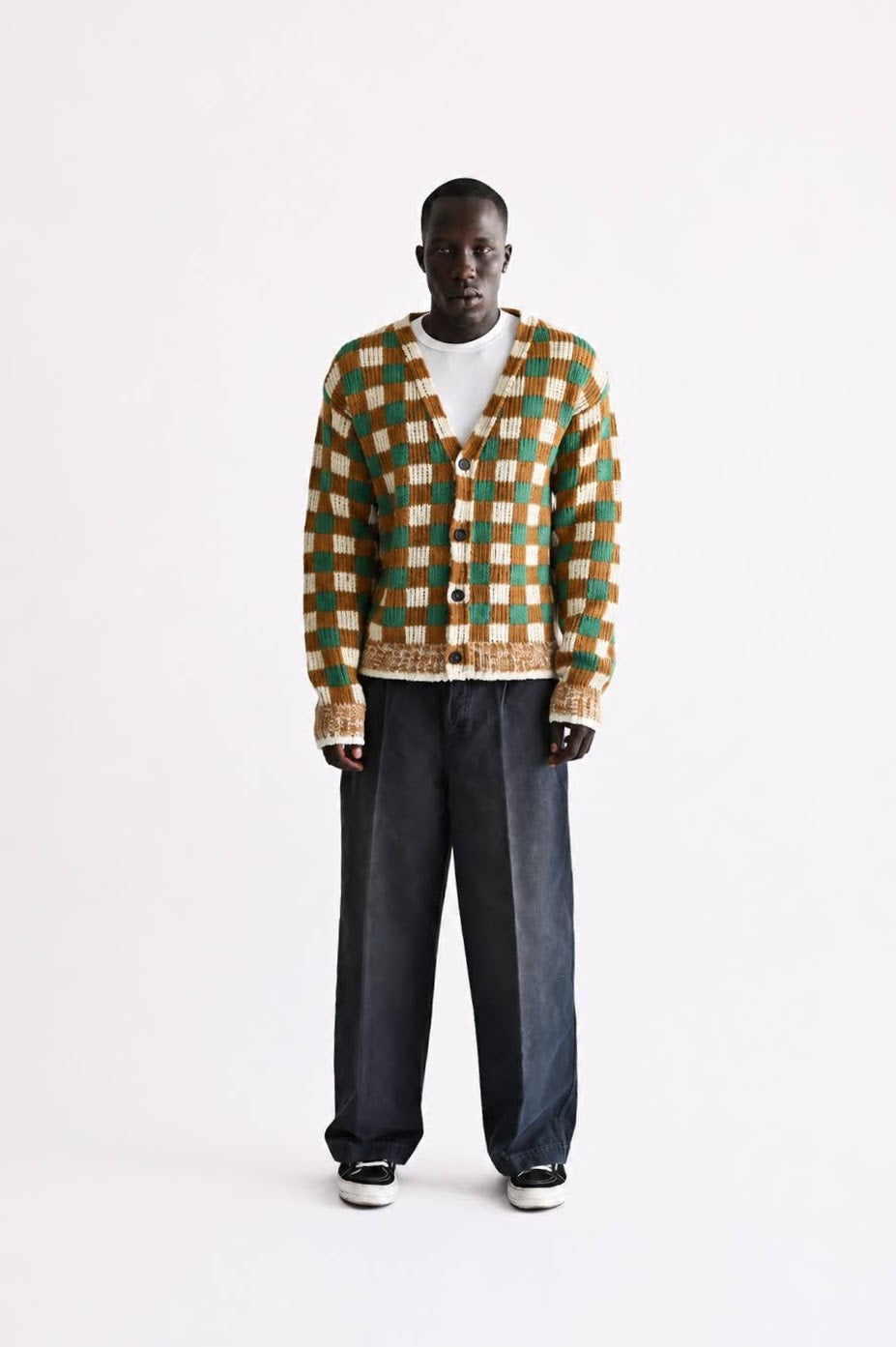Green Checkered Cardigan
