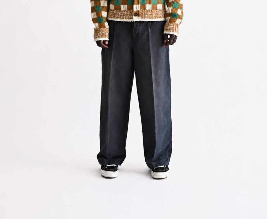 Faded Black Pleated Trousers